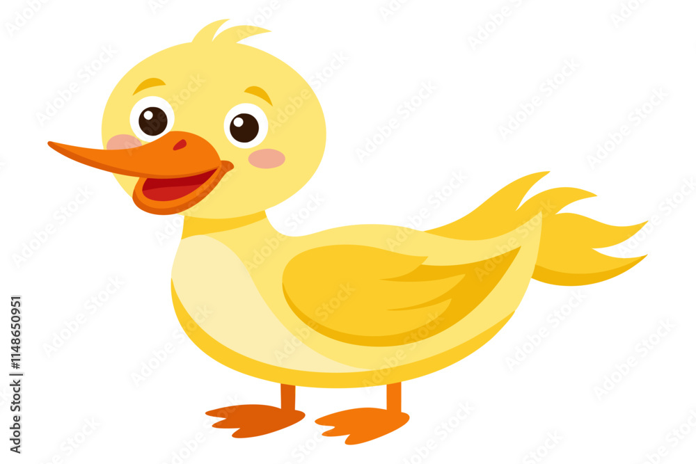 Vector Illustration of a Cartoon Animation of Duck Painted in Watercolor, Isolated on a White Background - Digital Art, Cute Animal Design, Vector Illustration of a Cartoon Animation of Duck Painted in Watercolor, Isolated on a White Background - Digital Art, Cute Animal Design,