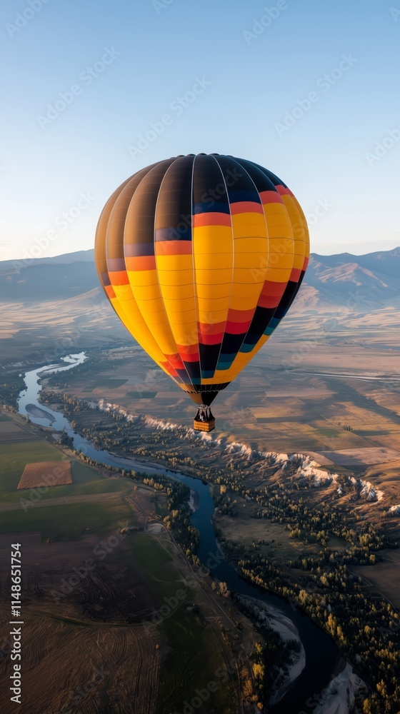 Colorful Hot Air Balloon Floating High Colorful Hot Air Balloon Floating High