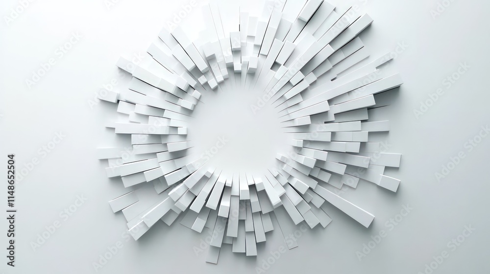 Fototapeta premium Abstract white 3D geometric burst circle.