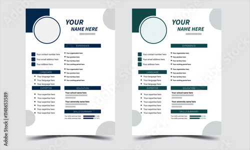 Professional CV resume template design and letterhead / cover letter using creative idea.