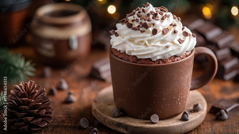 Chocolate mug cake with whipped cream and chips. (2) Chocolate mug cake with whipped cream and chips. (2)