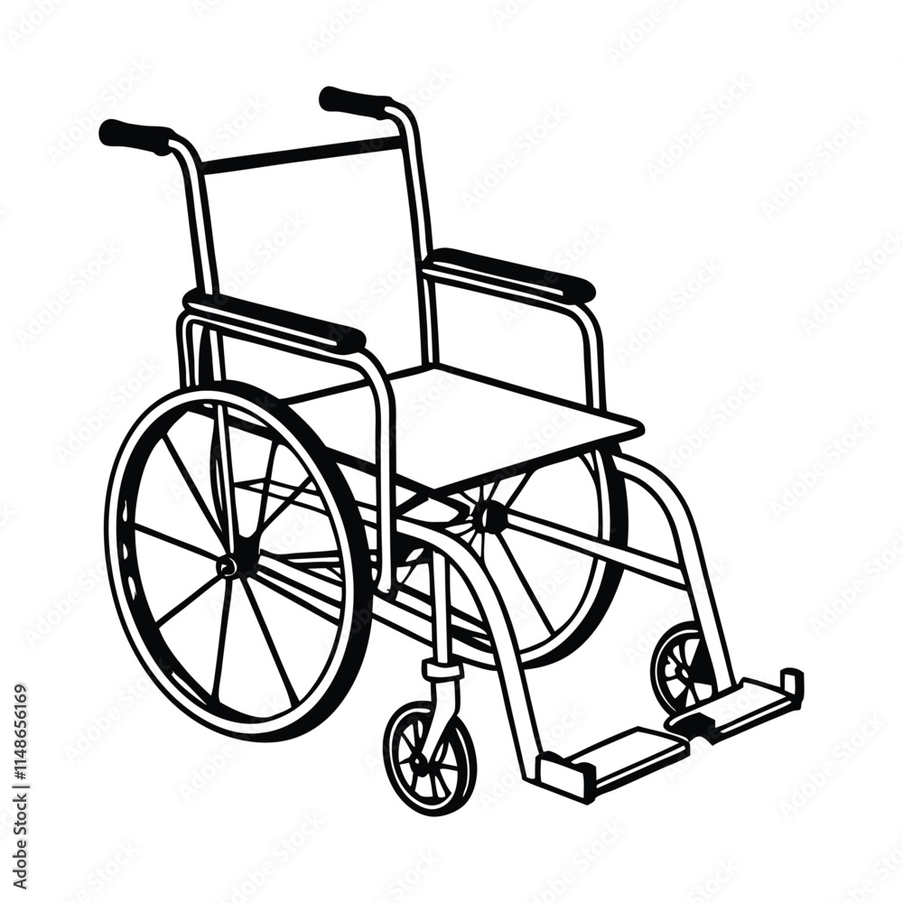 Fototapeta premium Wheelchair Vector Outline Illustration 