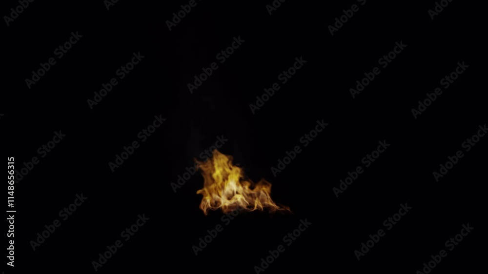 4K Footage of Flames on the Ground in Alpha Channel. Suitable for visual effects, film projects, or scenes that need realistic fire.