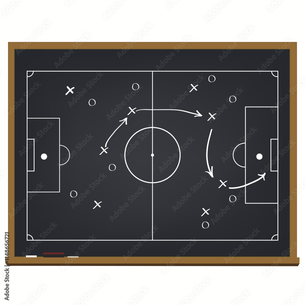 Fototapeta premium Chalkboard with soccer game tactic. Vector