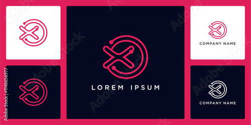 Orbit tech with letters X logo design and icon