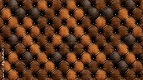 Obraz na płótnie Seamless Texture of Brown and Dark Brown Diamond-Patterned Tufted Leather Upholstery w salonie
