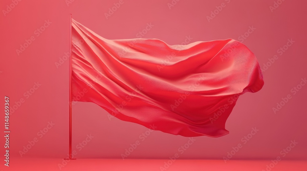 Flowing Red Flag on a Soft Background Flowing Red Flag on a Soft Background