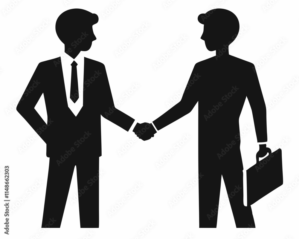 Business man handshake black silhouette vector Business man handshake black silhouette vector