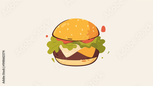 Sleek Burger Line Icon on White Background