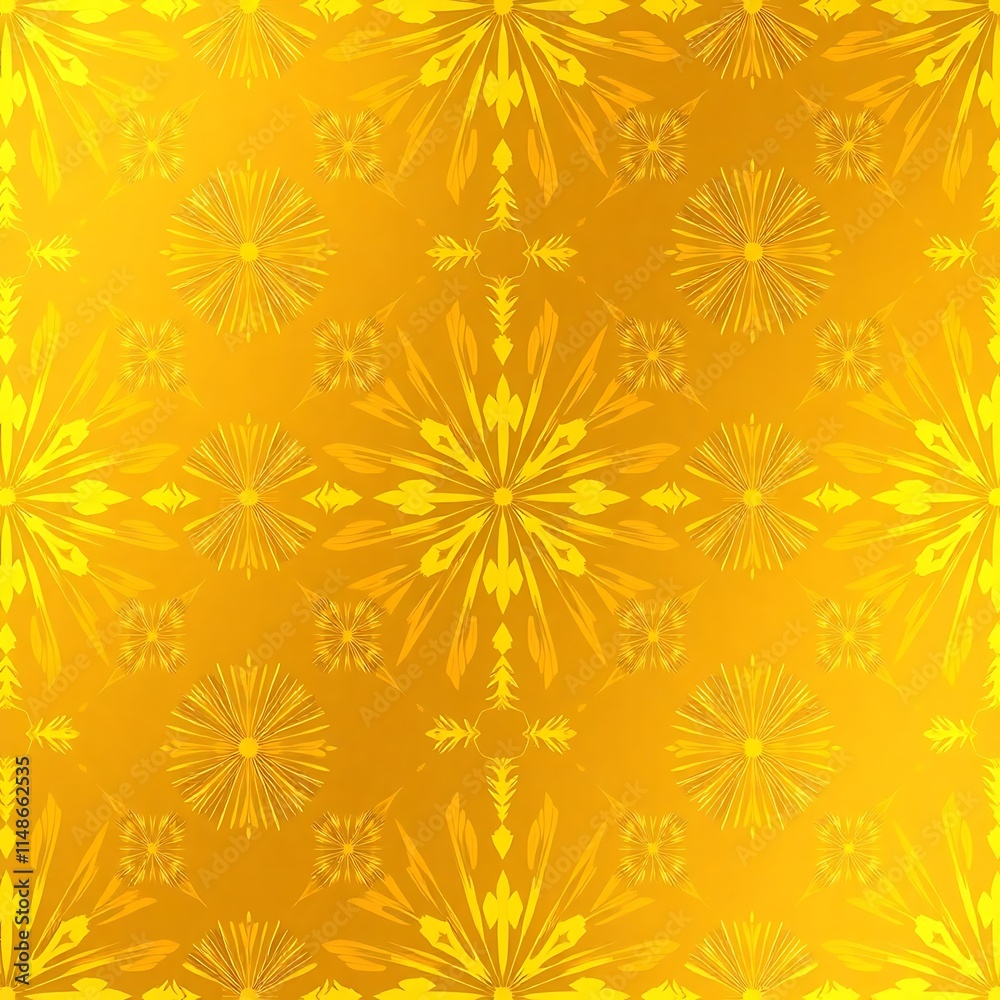 Golden Floral Pattern: A radiant and intricate seamless pattern featuring delicate gold floral motifs, radiating an aura of luxury and elegance.