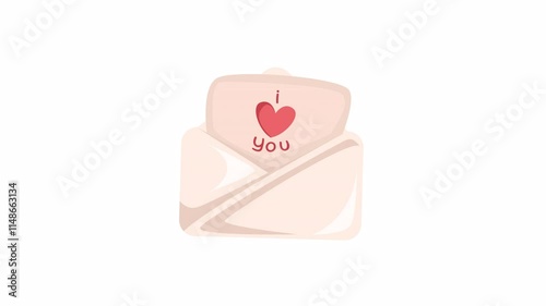 Red Heart I Love You Envelope Animation