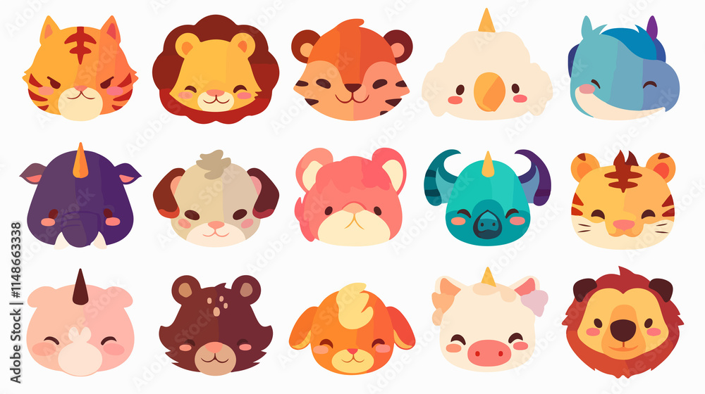Cute Baby Animal Emoticons: Adorable Kawaii Manga Smiles Cute Baby Animal Emoticons: Adorable Kawaii Manga Smiles