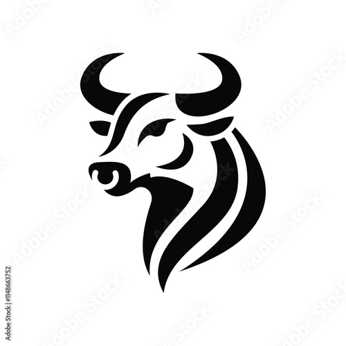 black abstract bull head logo design