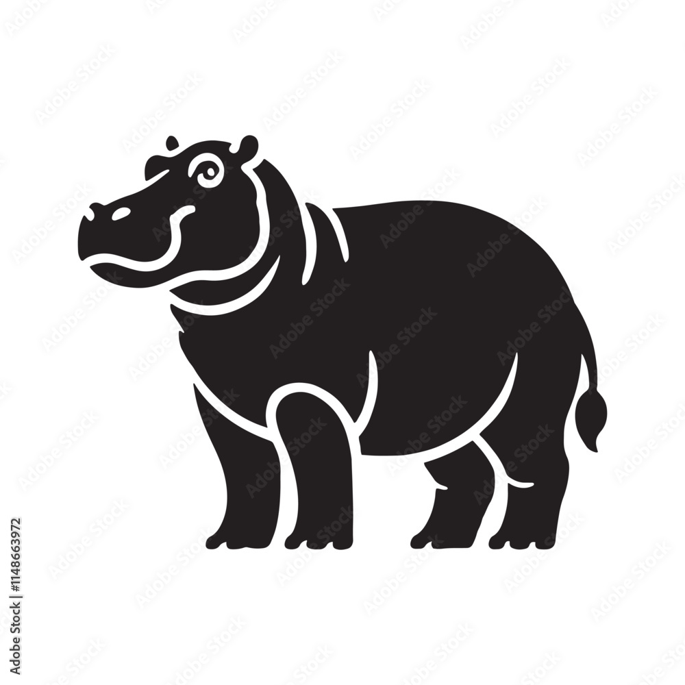 Fototapeta premium Minimalistic hippopotamus silhouette for modern artistic projects - Hippopotamus illustration - minimallest hippopotamus vector 