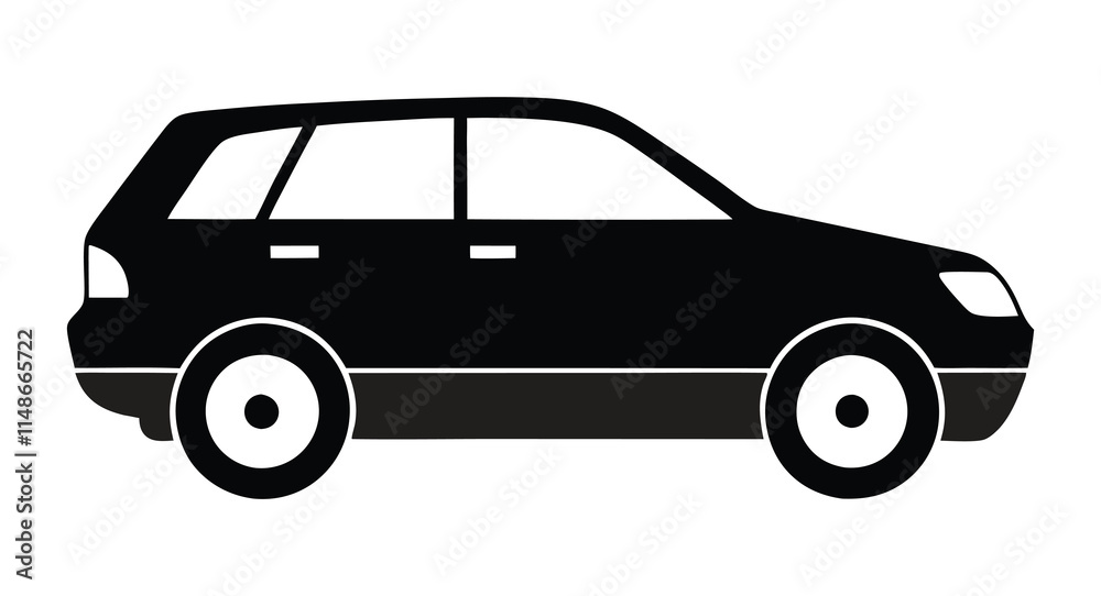 Black Car Silhouette Vector Illustration. Side View modern Car Outline Vector Art. Black Car Silhouette Vector Illustration. Side View modern Car Outline Vector Art.