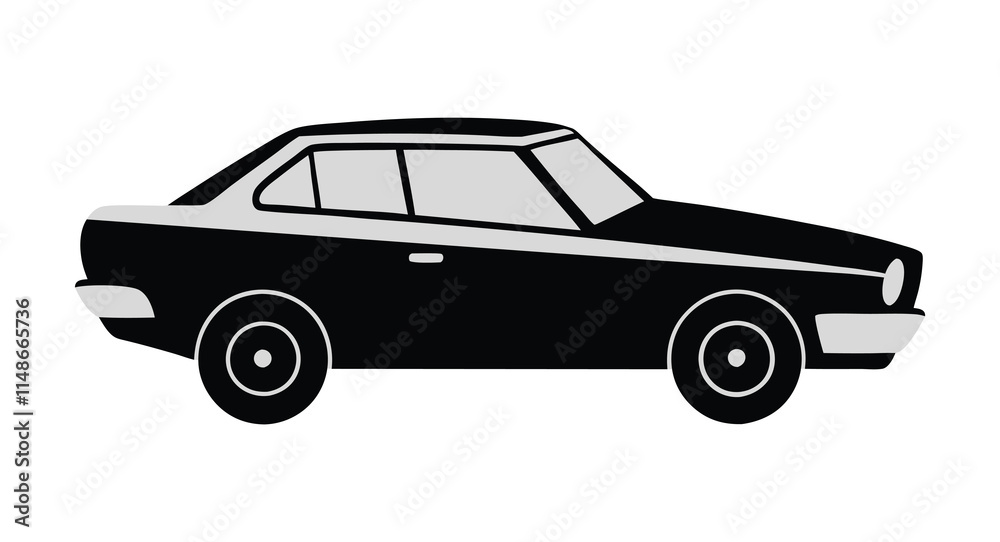 Classic Car Silhouette Vector. Retro Vehicle Icon Design. Vintage Car Outline Illustration. Classic Car Silhouette Vector. Retro Vehicle Icon Design. Vintage Car Outline Illustration.