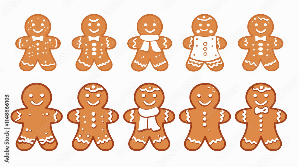 Gingerbread Man Vector Line Icon Isolated on White Background Gingerbread Man Vector Line Icon Isolated on White Background