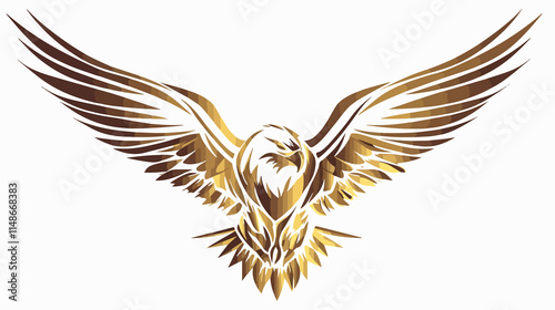 Luxury Gold Eagle Logo Template in Flat Vector Style Isolated