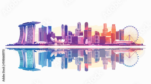 Singapore City Skyline View Daytime Marvelous Urban Landscape