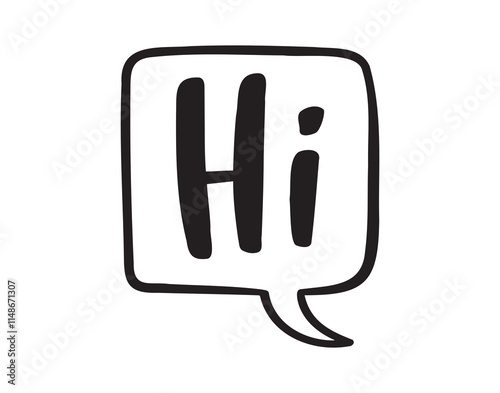 Hi speech bubble sticker for social media content. Hi text comic style poster, t shirt print, post card, video blog cover