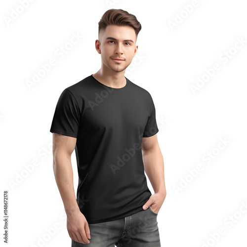 Black T-Shirt Mockup, Isolated