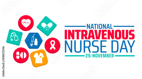 Intravenous Nurse Day or Iv Nurse  Day background banner or poster design template. observed every year in January. Holiday concept. Use to any Template, card, poster, placard, template.