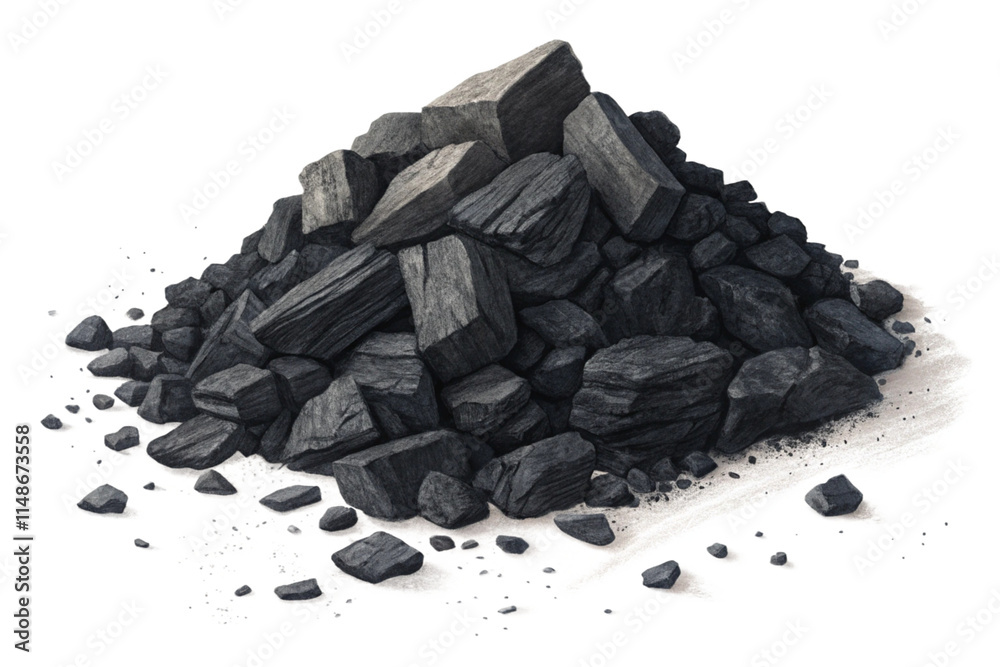 Charcoal heap isolated on transparent background Charcoal heap isolated on transparent background