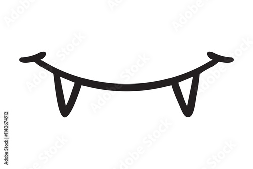smile vampire emoticon doodle hand drawn icon. Outline drawing Monster tooth smile line clipart symbol