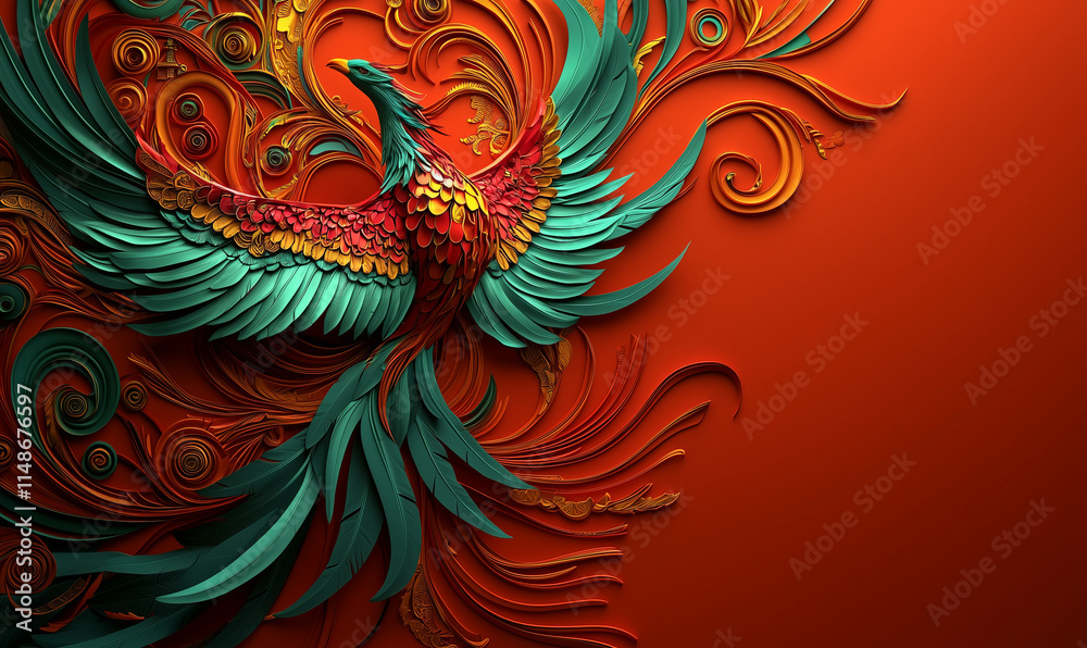 Phoenix rising celebrating diversity and equality through colorful paper art in a vibrant studio environment Phoenix rising celebrating diversity and equality through colorful paper art in a vibrant studio environment