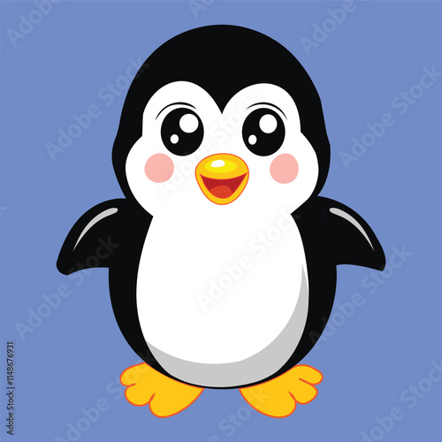 Cheerful cartoon penguin vector. photo