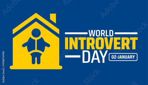 World introvert day background banner or poster design template. observed every year in January. Holiday concept. Use to any Template, card, poster, placard, template.