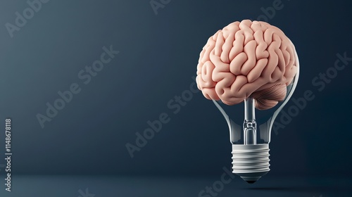 Light Bulb with Brain Inside Depicting Creative Ideas and Intelligence Power