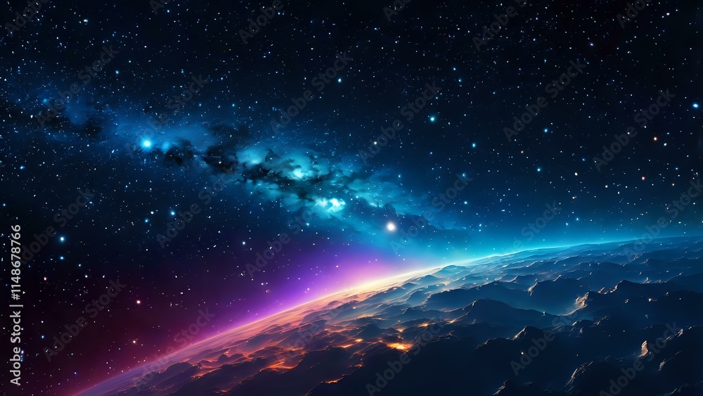Fototapeta premium Endless outer space background highlighting the vast cosmos with a sea of stars, galaxies, and cosmic elements in an infinite universe.
