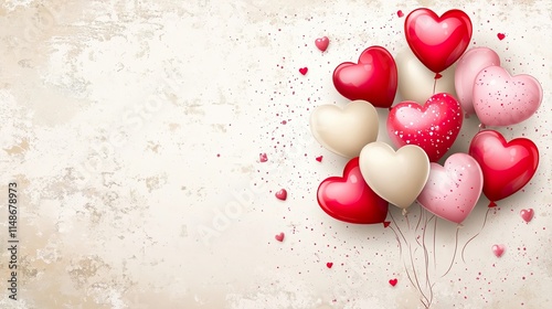 Red And Pink Heart Balloons Valentines Love Wedding Party Romantic Background