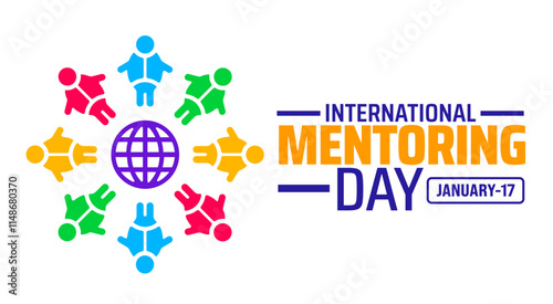 International mentoring day background banner or poster design template. observed every year in January. Holiday concept. Use to any Template, card, poster, placard, template.