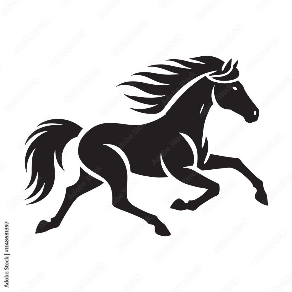 Stylish running horse silhouette for artistic digital purposes - Running horse illustration
Stylish running horse silhouette for artistic digital purposes - Running horse illustration