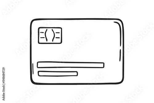 Credit card doodle hand drawn icon. Outline drawing credit card business buying concept line clipart symbol 
