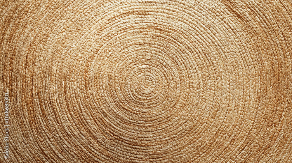 Circular woven jute texture with natural beige tones Circular woven jute texture with natural beige tones