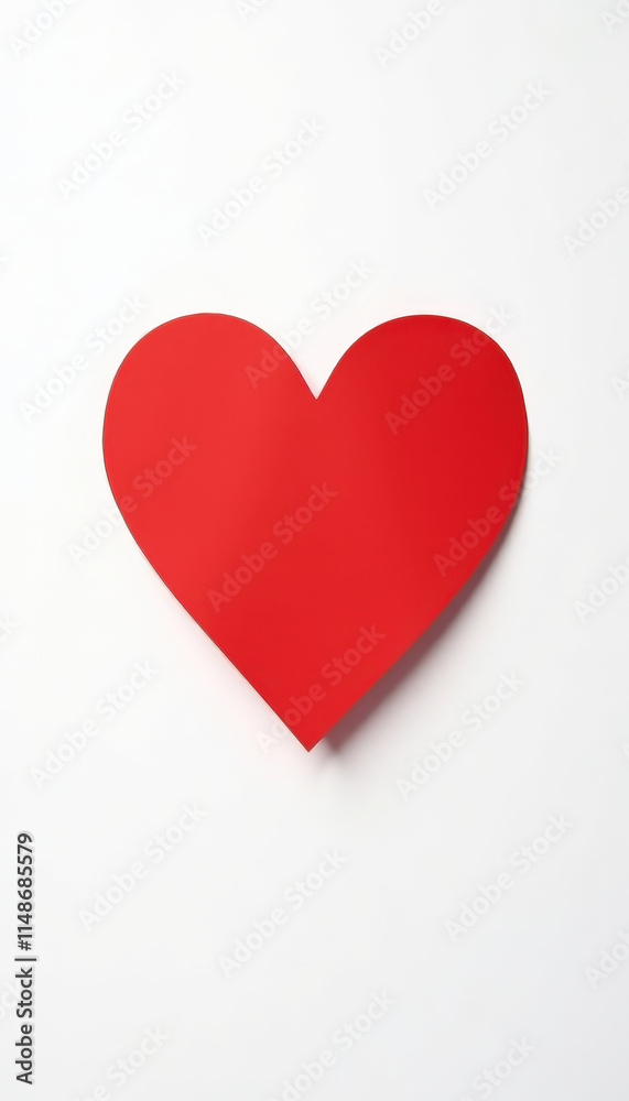 Red paper heart on white background Red paper heart on white background