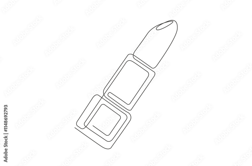 Fototapeta premium Lipstick continuous one line drawing. Lipstick cosmetic single line art illustration. Editable vector.