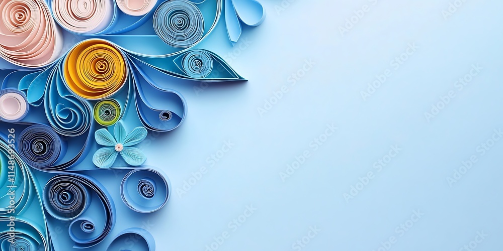 Abstract Paper Roll Artwork Blue Yellow Pink Design Abstract Paper Roll Artwork Blue Yellow Pink Design
