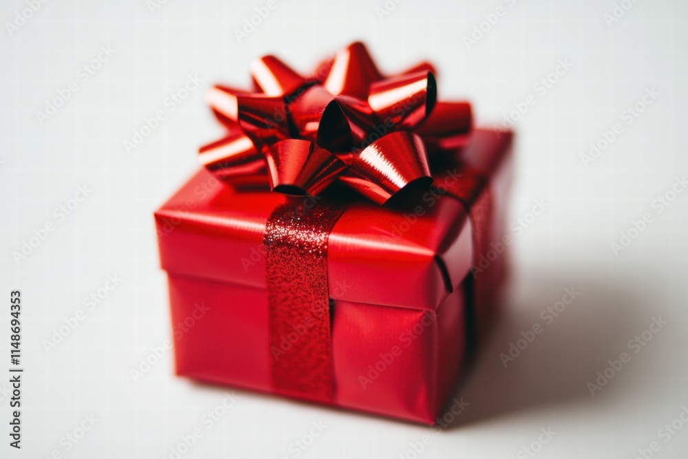 Fototapeta premium Red Gift Box with Glittery Bow