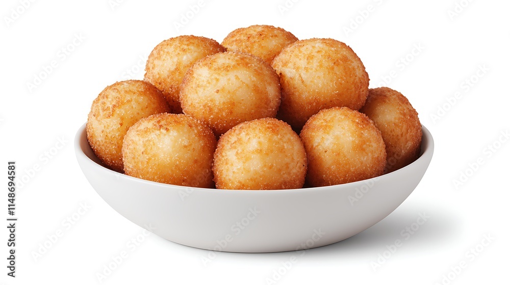 Crispy golden-brown fried cheese balls in a bowl. Crispy golden-brown fried cheese balls in a bowl.