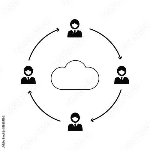 cloud collaboration bussines icon vector