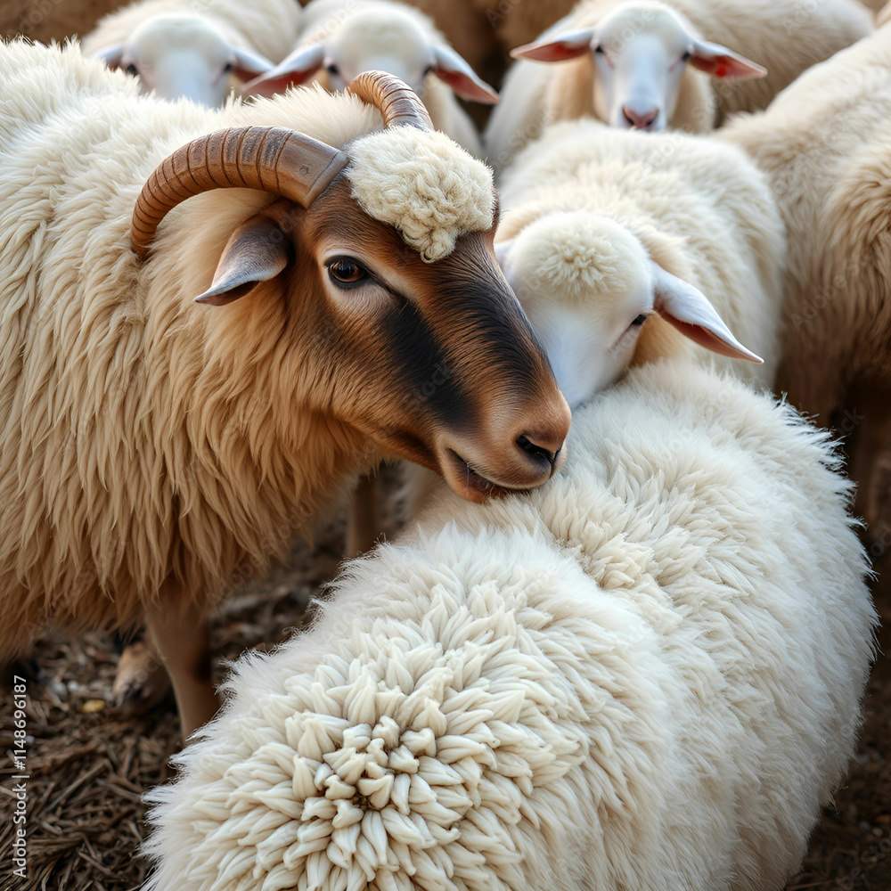 Naklejka premium Sheep eating