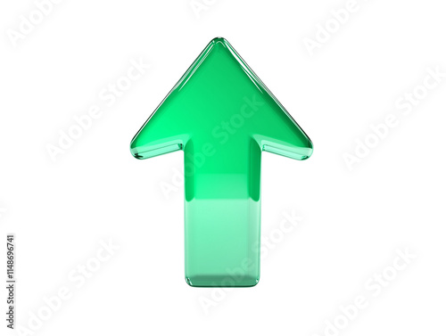 a green upward-pointing arrow icon isolated on a transparent background 