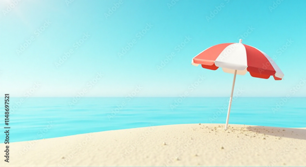 red umbrella on the beach with sky red umbrella on the beach with sky