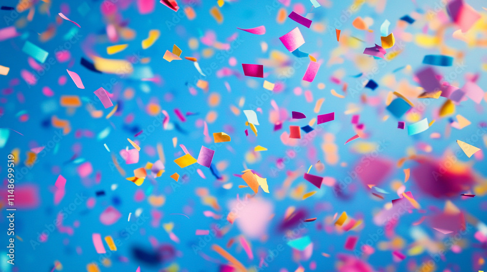 Colorful confetti celebration with vibrant pieces floating in the air. Colorful confetti celebration with vibrant pieces floating in the air.