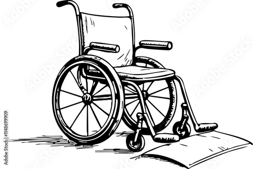 Wheelchair ramp icon on white background, accessibility symbol