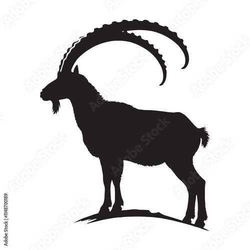 Minimalistic ibex silhouette for creative applications - Ibex illustration - minimallest ibex vector
